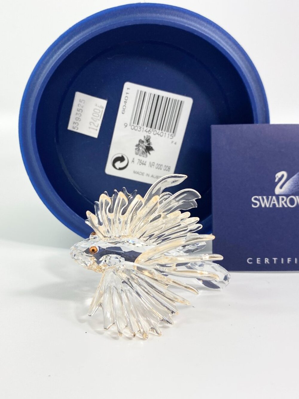 Swarovski Crystal Champagne Orange Clear Lion Fish Figurine 2'' Tall & 3" Long